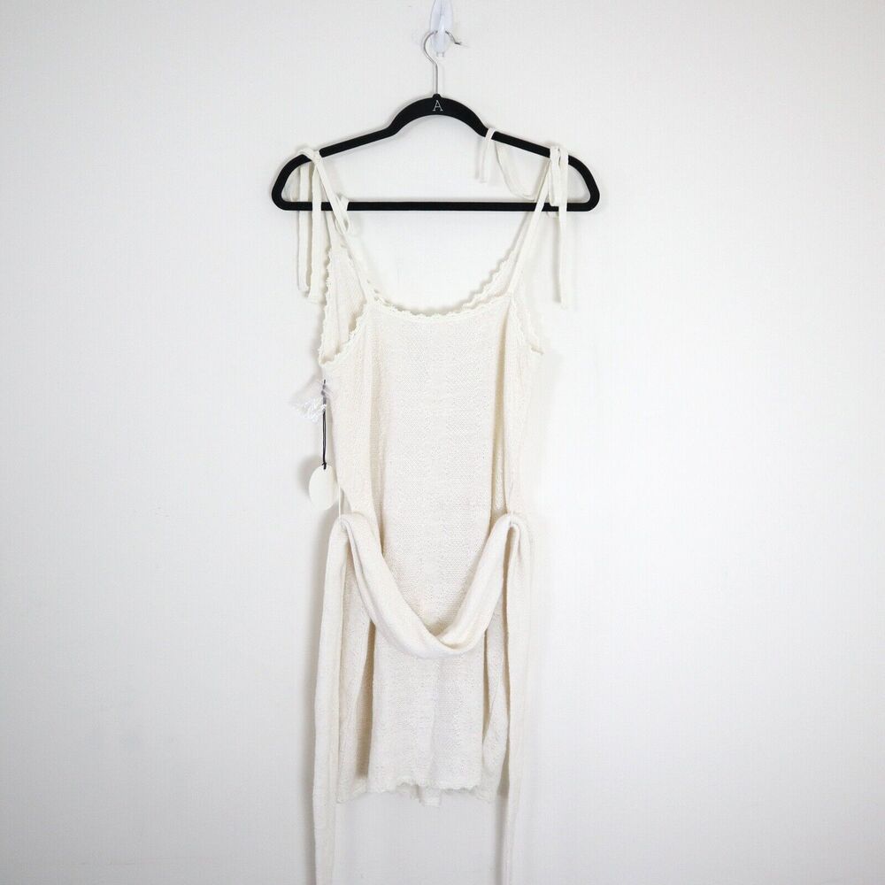 NWT Tularosa Size S 'Meave' Crochet Knit Mini Dress Cream Tie Shoulder Belted - Picture 10 of 12
